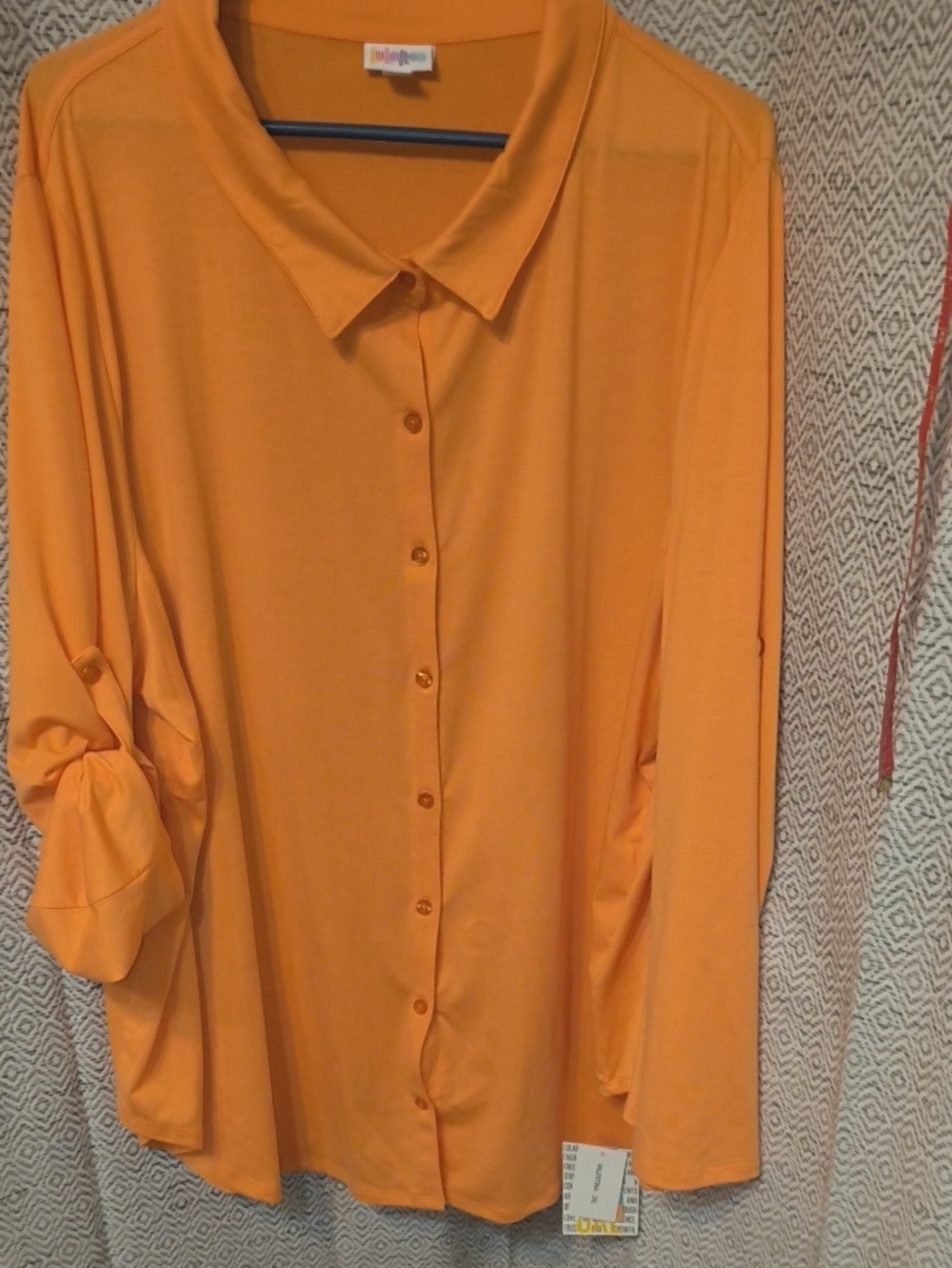 LuLaRoe Bright Orange Button-Down Collared Blouse